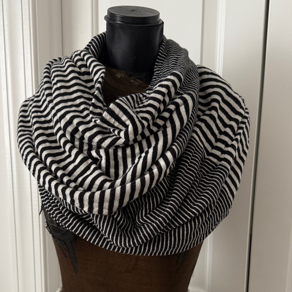 Victoria's Secret Black and Gray Striped Infinity Scarf